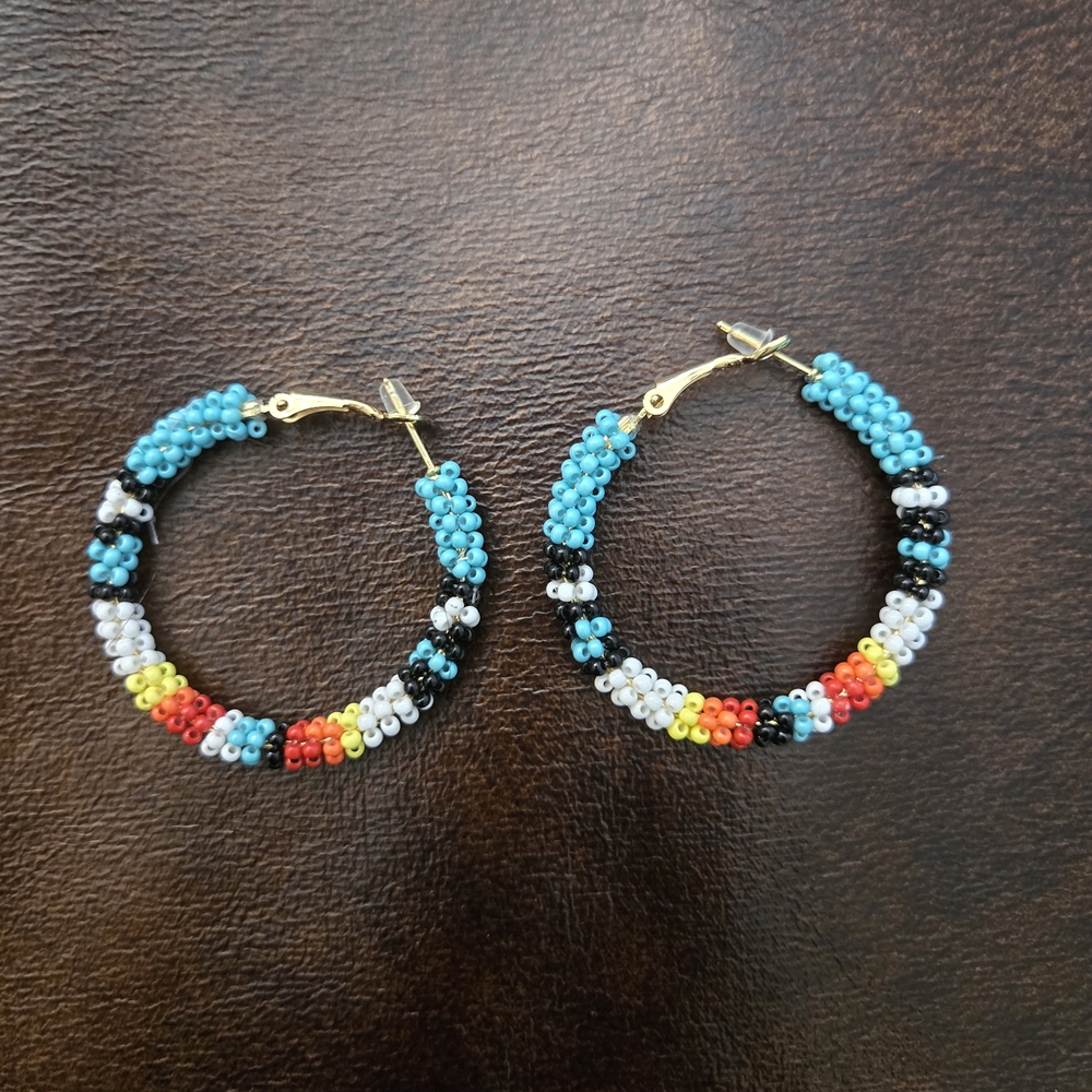 Colorful Beaded Hoop Earrings